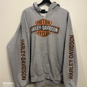 Vintage Harley Davidson Grey Men’s Pullover Biker Hoodie 2XL 26x29